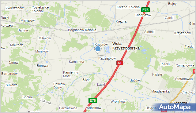 mapa Radziątków, Radziątków na mapie Targeo